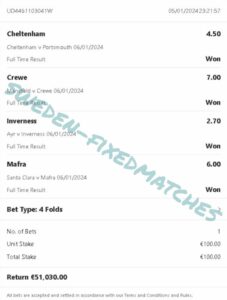 fixed matches ticket